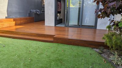 Finished restored and polished timber deck