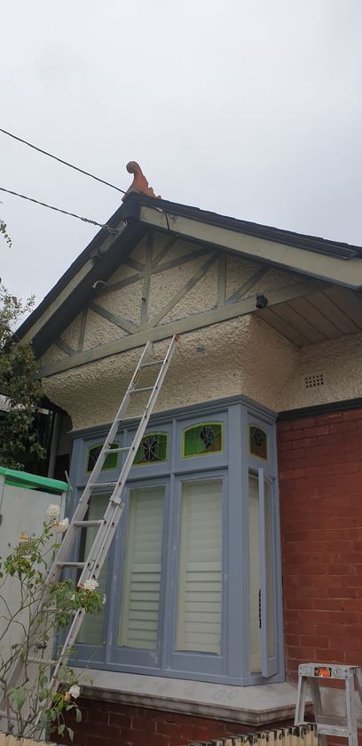 External photo of works done to the window frame