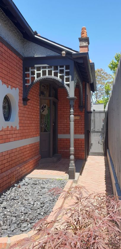 Finished wooden arc and entrance door