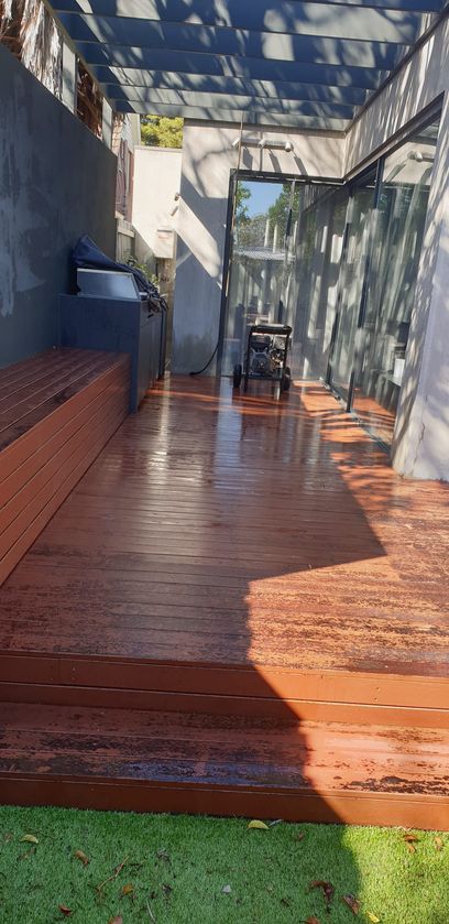 'Before' timber deck damage vertical view