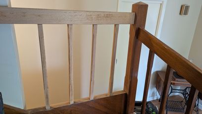 'Before' wooden handrail